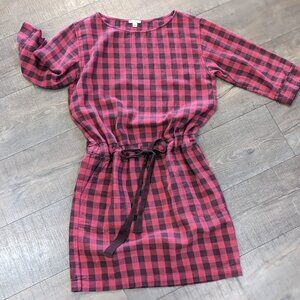 Gap Red and Black Checked Dress with tie waist